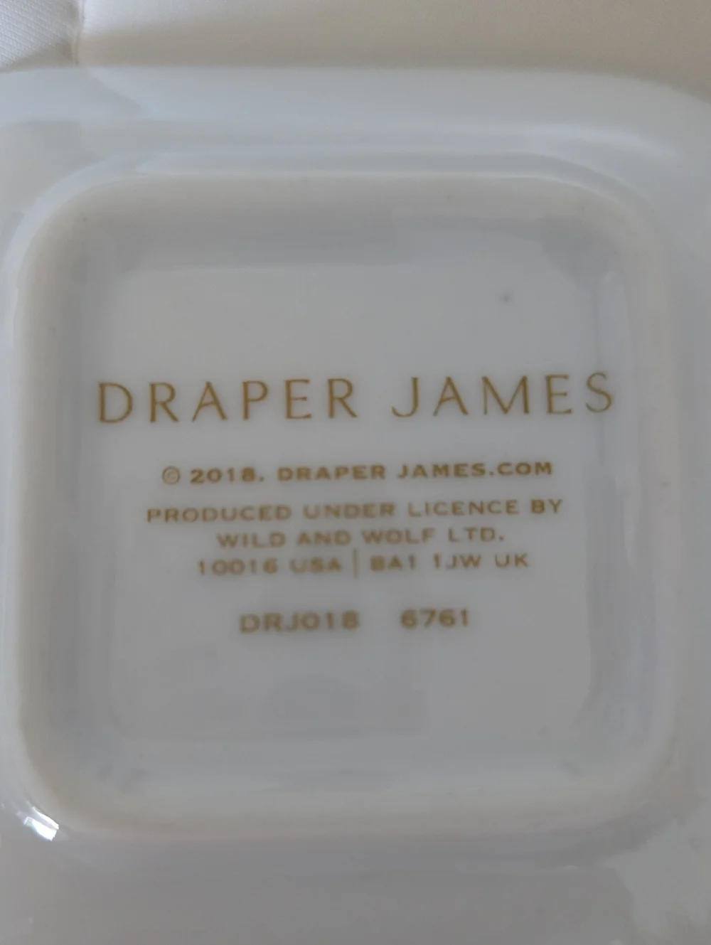 Think Happy Thoughts Trinket Dish - Blue Gingham with Gold Script Draper James